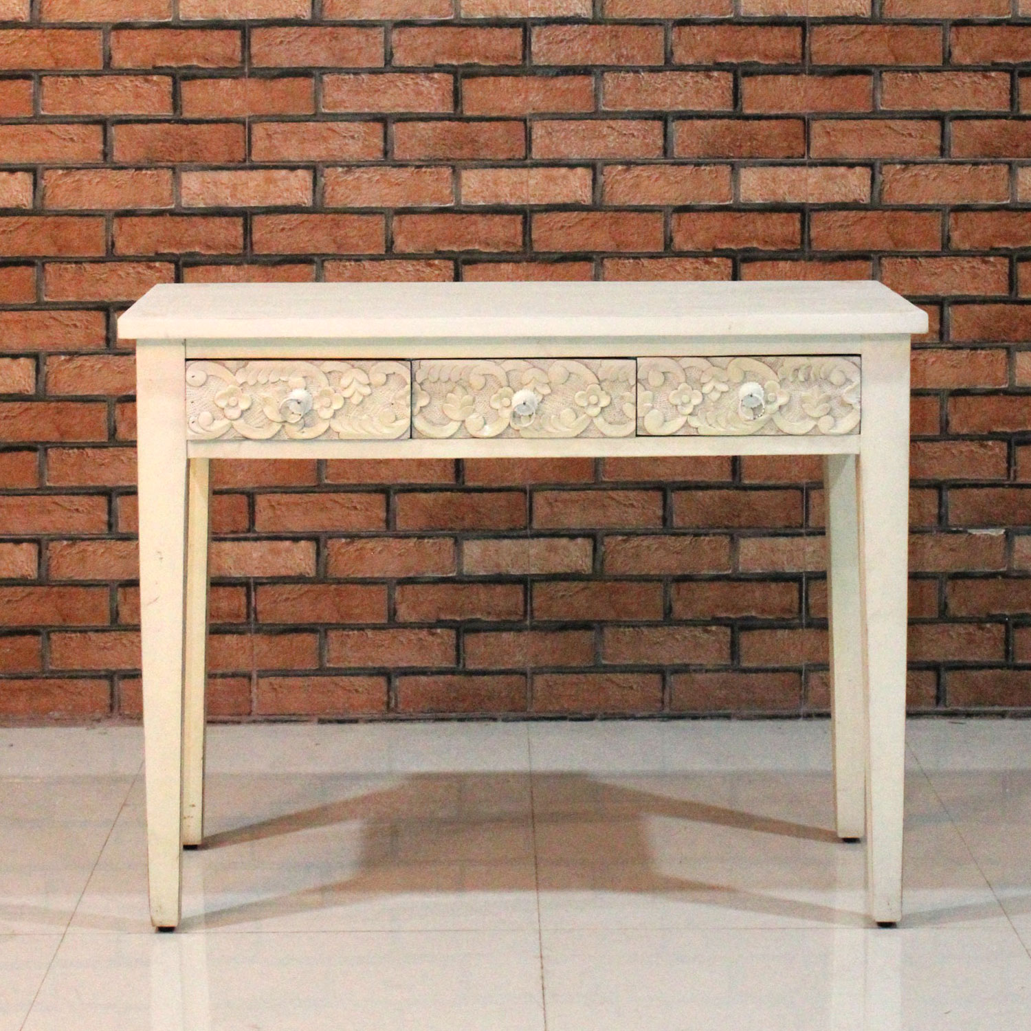 Wooden Carved Console Table with 3 Drawers - popular handicrafts